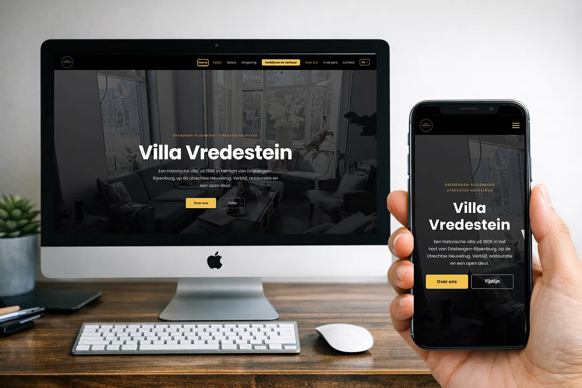 Website Villa Vredestein op desktop en mobiel